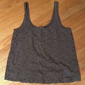 American Eagle Outfitters Grey Lace Tank Top